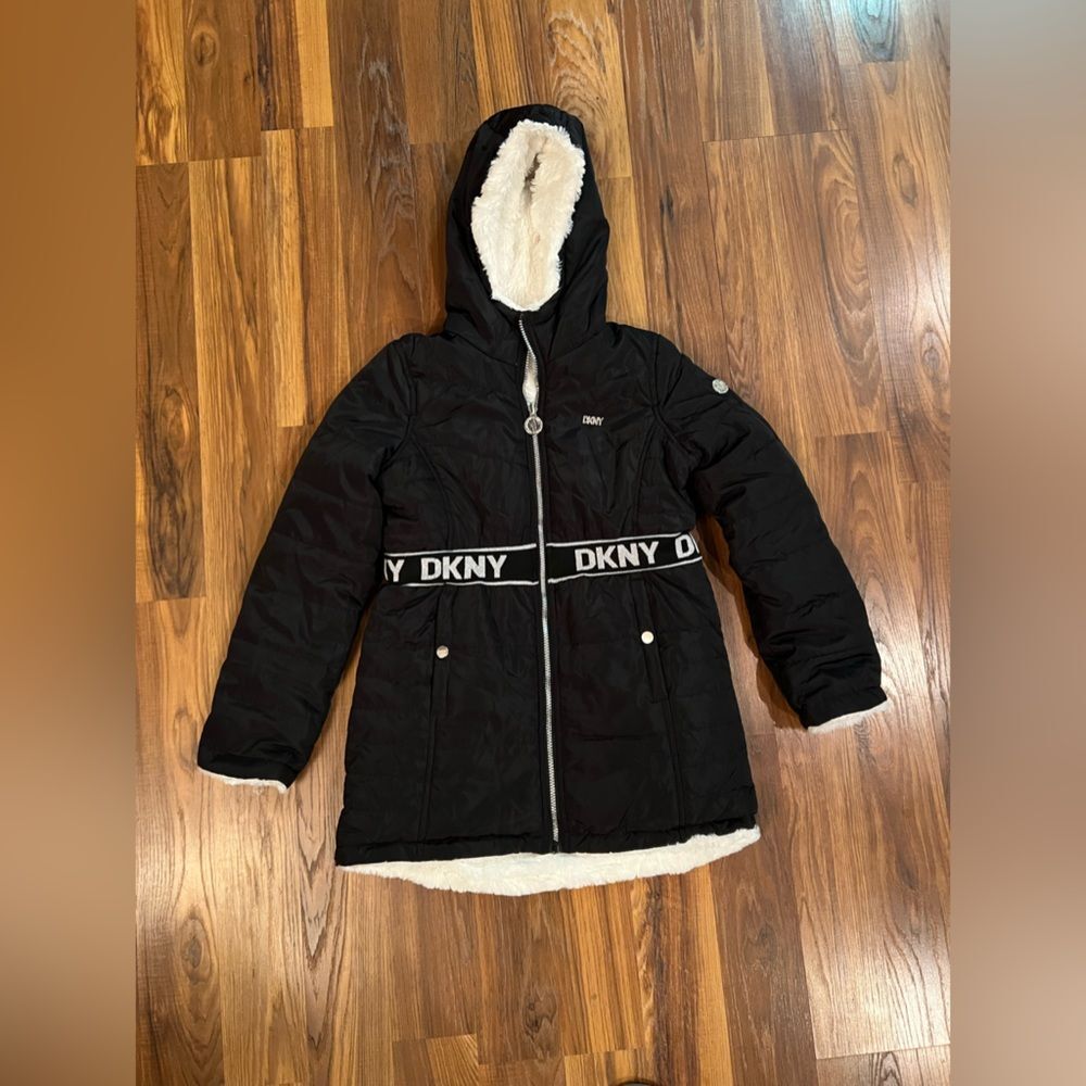 DKNY Girl Jacket – Reversible Heavyweight Quilted Parka Coat with Sherpa Lining
